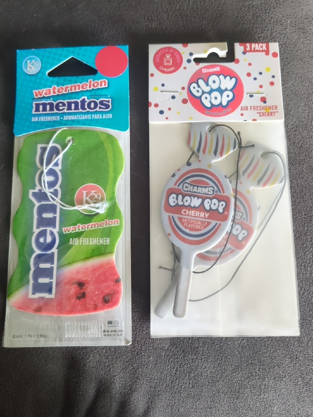 Mentos Watermelon + Charms Blow Pop Cherry Car Air Fresheners - 3 Pack